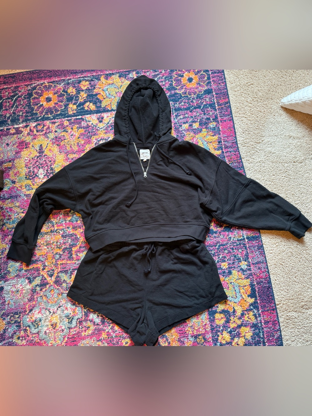 Aerie black hoodie and shorts set